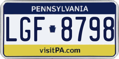 PA license plate LGF8798
