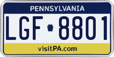 PA license plate LGF8801