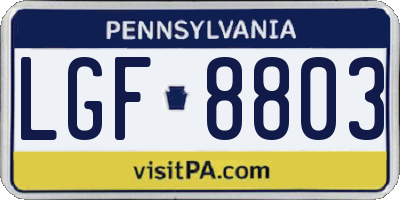 PA license plate LGF8803