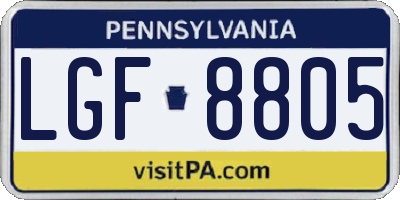 PA license plate LGF8805