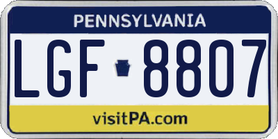 PA license plate LGF8807