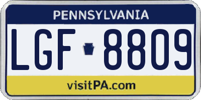 PA license plate LGF8809