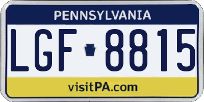 PA license plate LGF8815