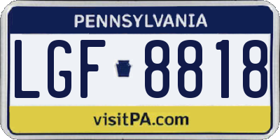 PA license plate LGF8818
