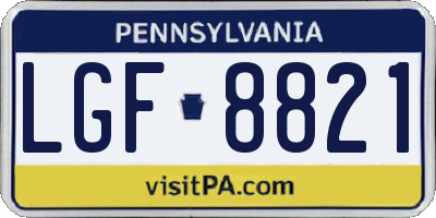 PA license plate LGF8821