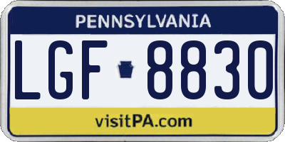 PA license plate LGF8830