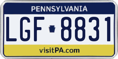 PA license plate LGF8831