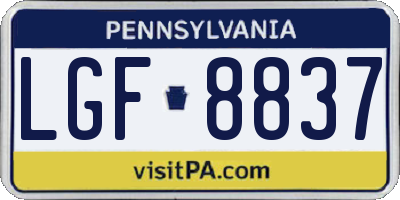 PA license plate LGF8837