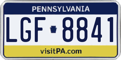 PA license plate LGF8841