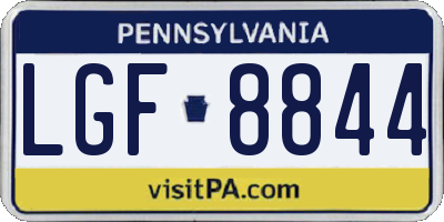 PA license plate LGF8844