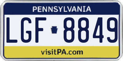 PA license plate LGF8849