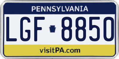 PA license plate LGF8850