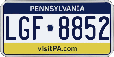 PA license plate LGF8852
