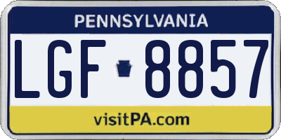 PA license plate LGF8857