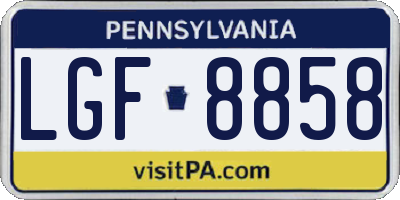 PA license plate LGF8858