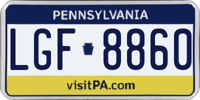 PA license plate LGF8860