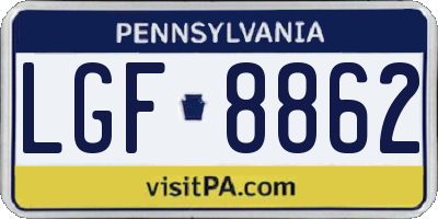 PA license plate LGF8862