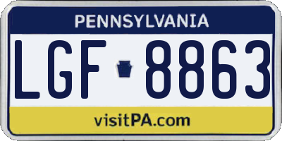 PA license plate LGF8863