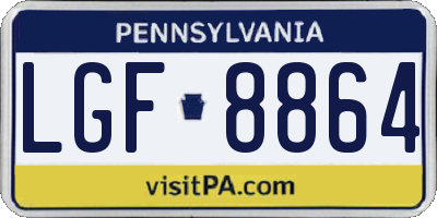 PA license plate LGF8864