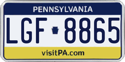 PA license plate LGF8865