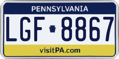 PA license plate LGF8867