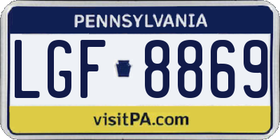 PA license plate LGF8869