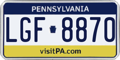PA license plate LGF8870