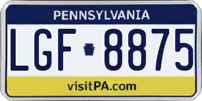 PA license plate LGF8875