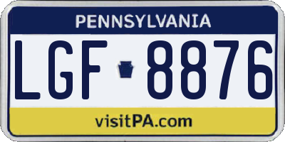 PA license plate LGF8876