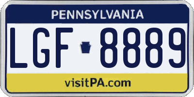 PA license plate LGF8889