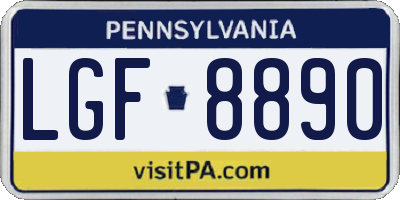 PA license plate LGF8890
