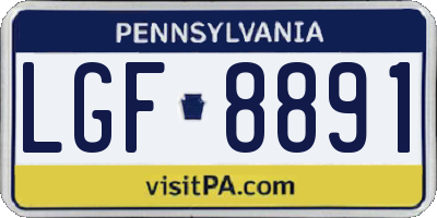 PA license plate LGF8891