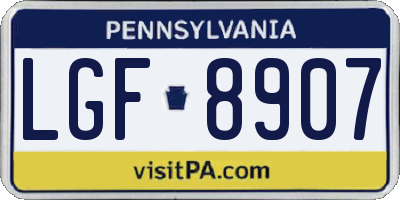 PA license plate LGF8907