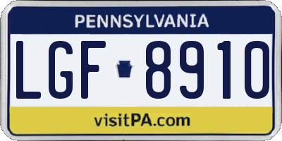 PA license plate LGF8910