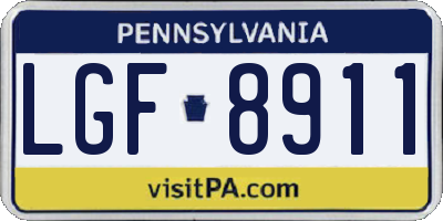 PA license plate LGF8911