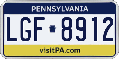 PA license plate LGF8912