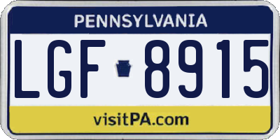 PA license plate LGF8915