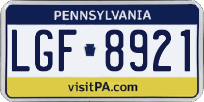 PA license plate LGF8921