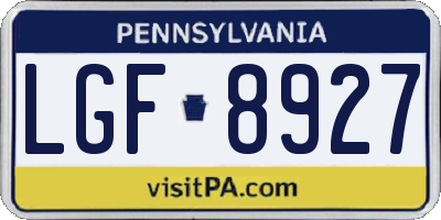 PA license plate LGF8927