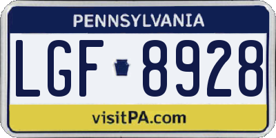 PA license plate LGF8928