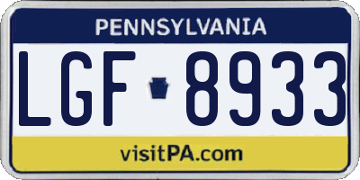 PA license plate LGF8933