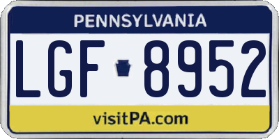 PA license plate LGF8952
