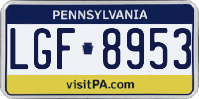 PA license plate LGF8953