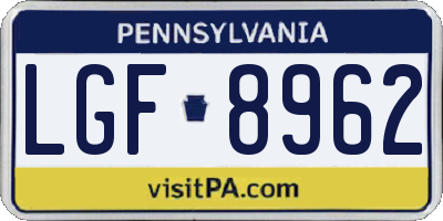 PA license plate LGF8962