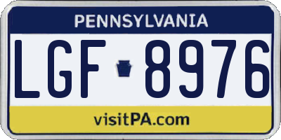 PA license plate LGF8976