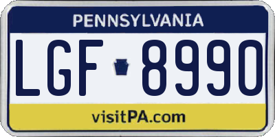 PA license plate LGF8990