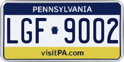 PA license plate LGF9002