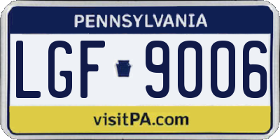 PA license plate LGF9006
