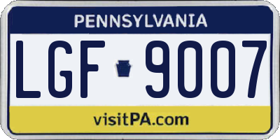 PA license plate LGF9007