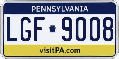 PA license plate LGF9008